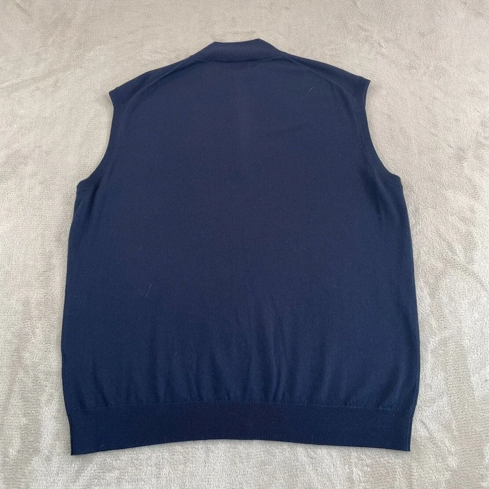 Peter Millar Crown Crafted Autumn Crest Quarter-Zip Vest Men XL Navy Merino Wool